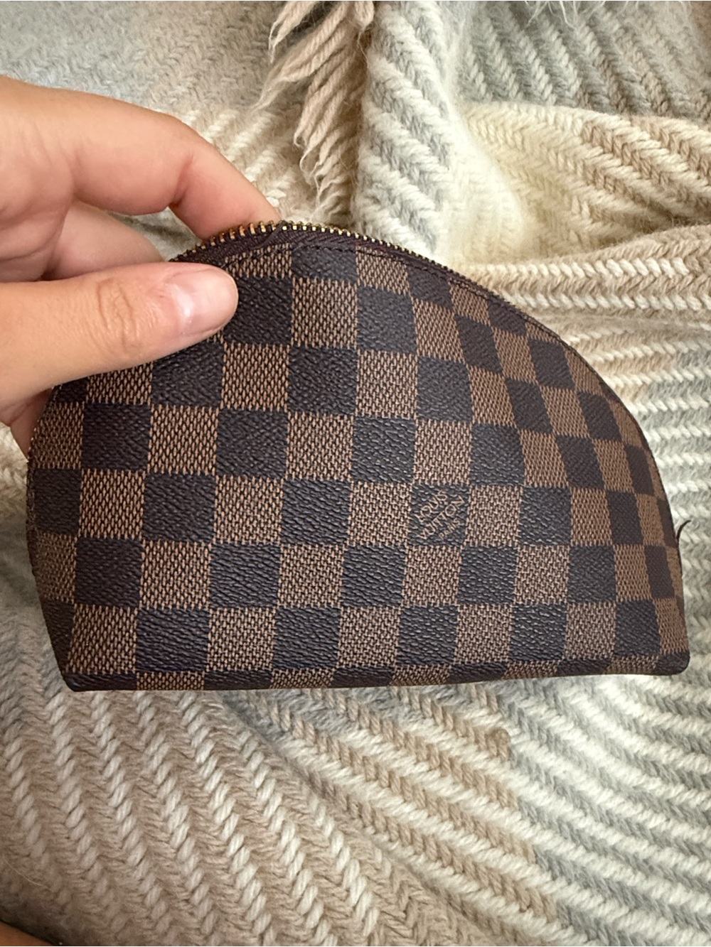Damier Brown Canvas Half-Moon Coin Pouch